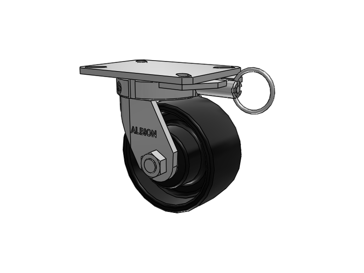 310 Series Top Plate Swivel Caster with 6 x 3 Black Paint FR - Ductile Iron Crowned Tread Wheel
