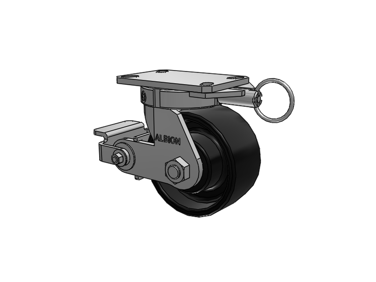310 Series Top Plate Swivel Caster with 6 x 3 Black Paint FR - Ductile Iron Crowned Tread Wheel and Poly Cam Brake
