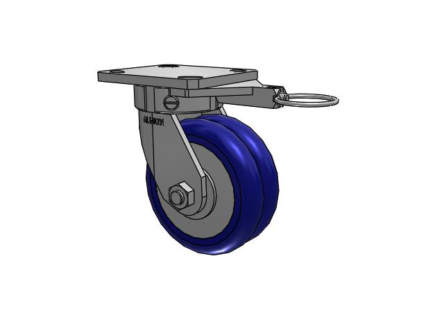 110 Series Kingpinless Top Plate Swivel Caster with 5 x 2 Blue Tread on Aluminum Core EY - Swivel-EAZ (Crown) Wheel