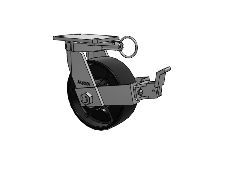 310 Series Top Plate Swivel Caster with 8 x 3 Black Paint FR - Ductile Iron Crowned Tread Wheel and Face Brake