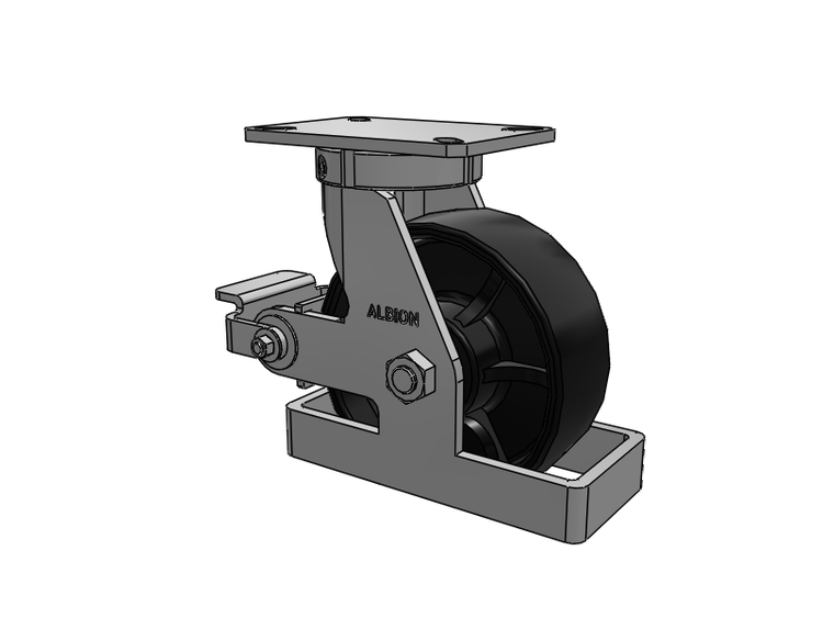 310 Series Top Plate Swivel Caster with 8 x 3 Black Paint FR - Ductile Iron Crowned Tread Wheel and Poly Cam Brake