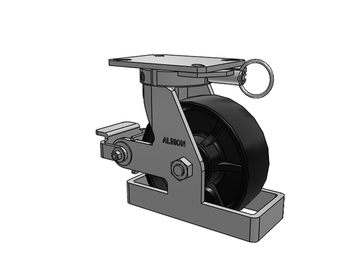 310 Series Top Plate Swivel Caster with 8 x 3 Black Paint FR - Ductile Iron Crowned Tread Wheel and Poly Cam Brake