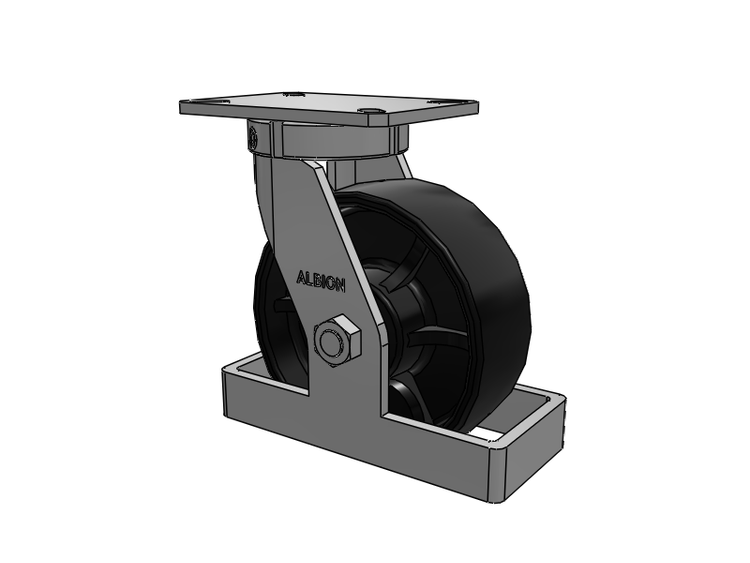 310 Series Top Plate Swivel Caster with 8 x 3 Black Paint FR - Ductile Iron Crowned Tread Wheel