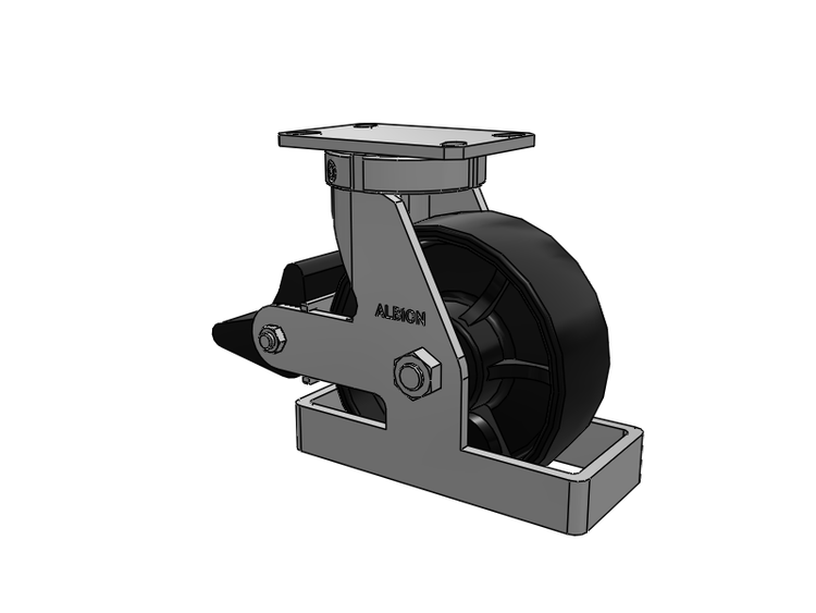 310 Series Top Plate Swivel Caster with 8 x 3 Black Paint FR - Ductile Iron Crowned Tread Wheel and Poly Lock Integrated Brake