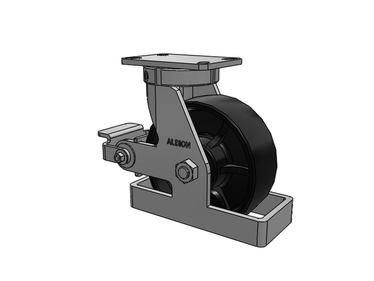 310 Series Top Plate Swivel Caster with 8 x 3 Black Paint FR - Ductile Iron Crowned Tread Wheel and Poly Cam Brake