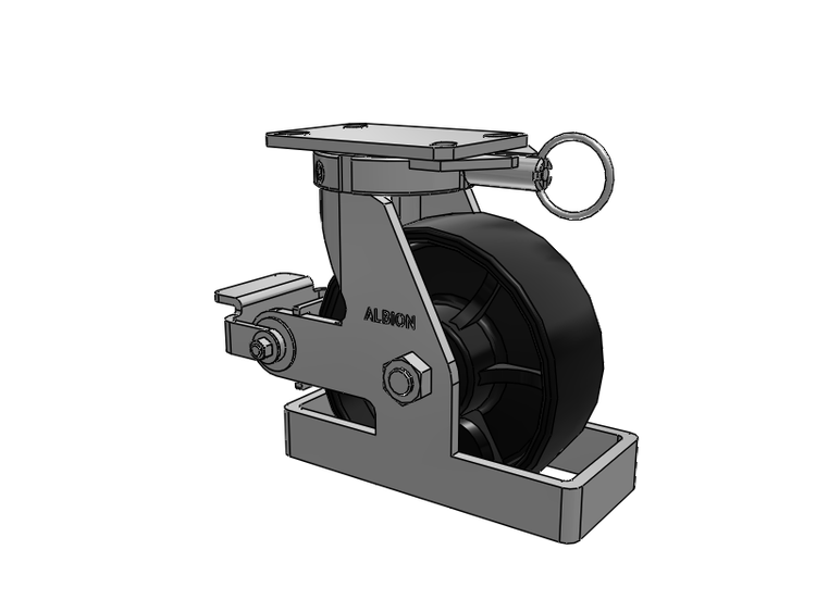 310 Series Top Plate Swivel Caster with 8 x 3 Black Paint FR - Ductile Iron Crowned Tread Wheel and Poly Cam Brake