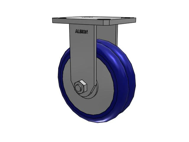 110 Series Kingpinless Top Plate Rigid Caster with 6 x 2 Blue Tread on Aluminum Core EY - Swivel-EAZ (Crown) Wheel
