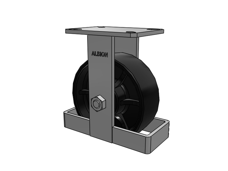 310 Series Top Plate Rigid Caster with 8 x 3 Black Paint FR - Ductile Iron Crowned Tread Wheel