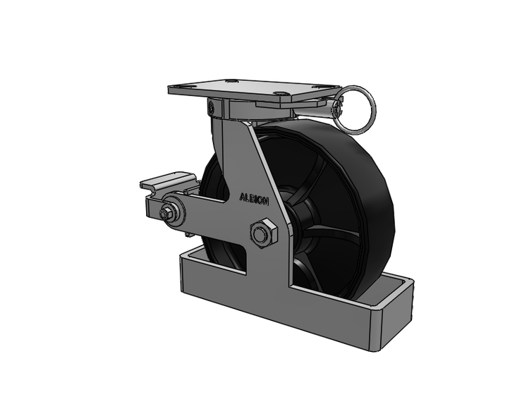 310 Series Top Plate Swivel Caster with 10 x 3 Black Paint FR - Ductile Iron Crowned Tread Wheel and Poly Cam Brake