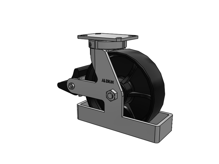 310 Series Top Plate Swivel Caster with 10 x 3 Black Paint FR - Ductile Iron Crowned Tread Wheel and Poly Lock Integrated Brake