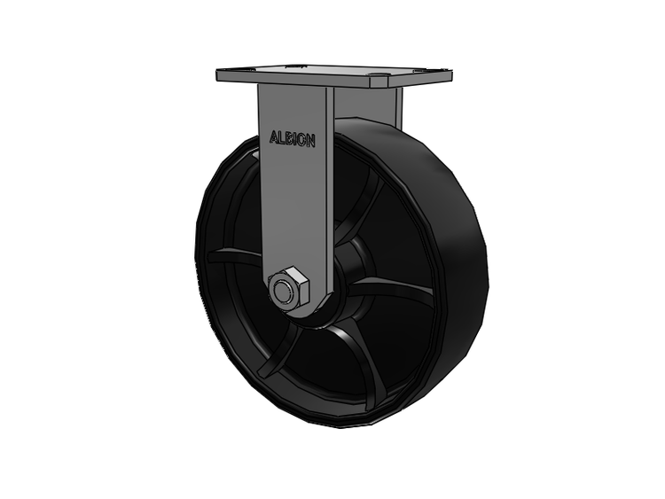 310 Series Top Plate Rigid Caster with 10 x 3 Black Paint FR - Ductile Iron Crowned Tread Wheel