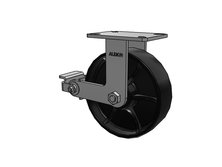 310 Series Top Plate Rigid Caster with 10 x 3 Black Paint FR - Ductile Iron Crowned Tread Wheel and Poly Cam Brake