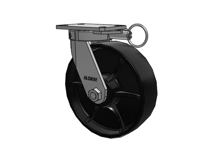 Roulette pivotante à plaque supérieure de la série 310, avec roue 10 x 3 peinte en noir FR - Roue à bande de roulement bombée en fonte ductile