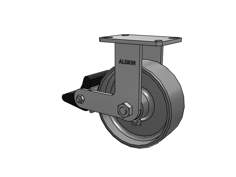 Roulette rigide à plaque supérieure de la série 310, avec émail transparent 8 x 3 FS – Roue en acier forgé et frein intégré Poly Lock