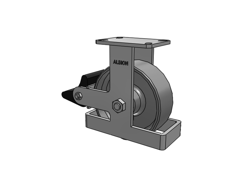 Roulette rigide à plaque supérieure de la série 310, avec émail transparent 8 x 3 FS – Roue en acier forgé et frein intégré Poly Lock