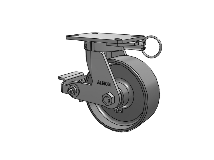 310 Series Top Plate Swivel Caster with 8 x 3 Clear Coat Enamel FS - Drop-Forged Steel Wheel and Poly Cam Brake