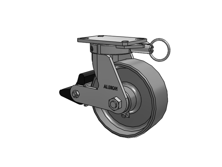 310 Series Top Plate Swivel Caster with 8 x 3 Clear Coat Enamel FS - Drop-Forged Steel Wheel and Poly Lock Integrated Brake