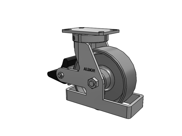 310 Series Top Plate Swivel Caster with 8 x 3 Clear Coat Enamel FS - Drop-Forged Steel Wheel and Poly Lock Integrated Brake