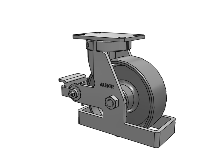 310 Series Top Plate Swivel Caster with 8 x 3 Clear Coat Enamel FS - Drop-Forged Steel Wheel and Poly Cam Brake