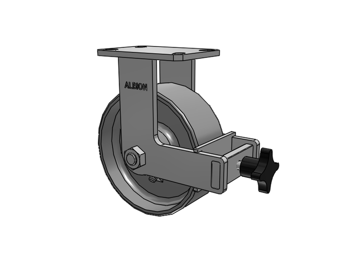 310 Series Top Plate Rigid Caster with 8 x 3 Clear Coat Enamel FS - Drop-Forged Steel Wheel and Face Brake