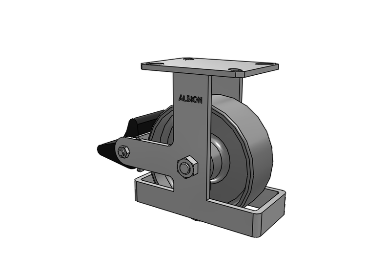 310 Series Top Plate Rigid Caster with 8 x 3 Clear Coat Enamel FS - Drop-Forged Steel Wheel and Poly Lock Integrated Brake