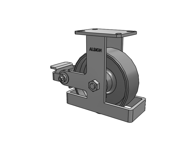 310 Series Top Plate Rigid Caster with 8 x 3 Clear Coat Enamel FS - Drop-Forged Steel Wheel and Poly Cam Brake