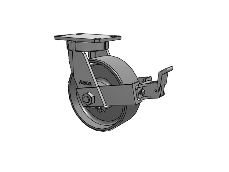 310 Series Top Plate Swivel Caster with 8 x 3 Clear Coat Enamel FS - Drop-Forged Steel Wheel and Face Brake