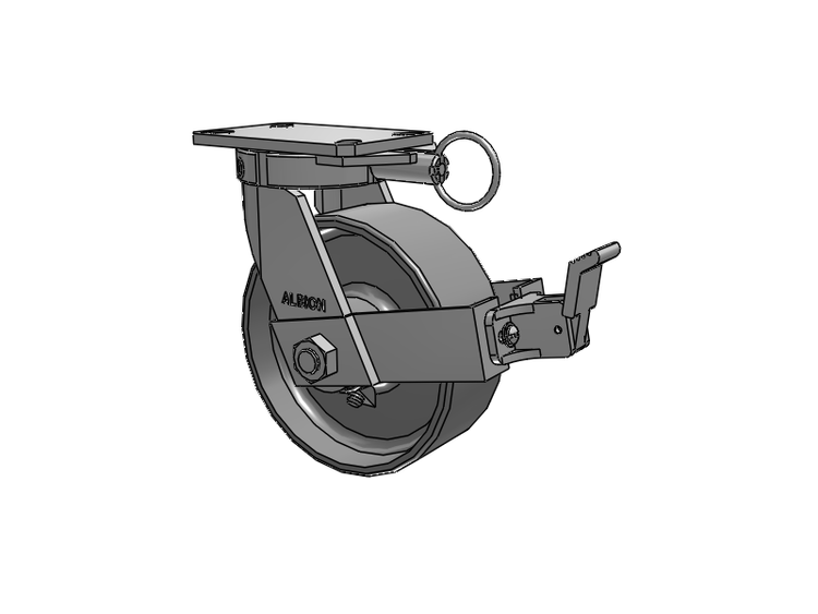 310 Series Top Plate Swivel Caster with 8 x 3 Clear Coat Enamel FS - Drop-Forged Steel Wheel and Face Brake