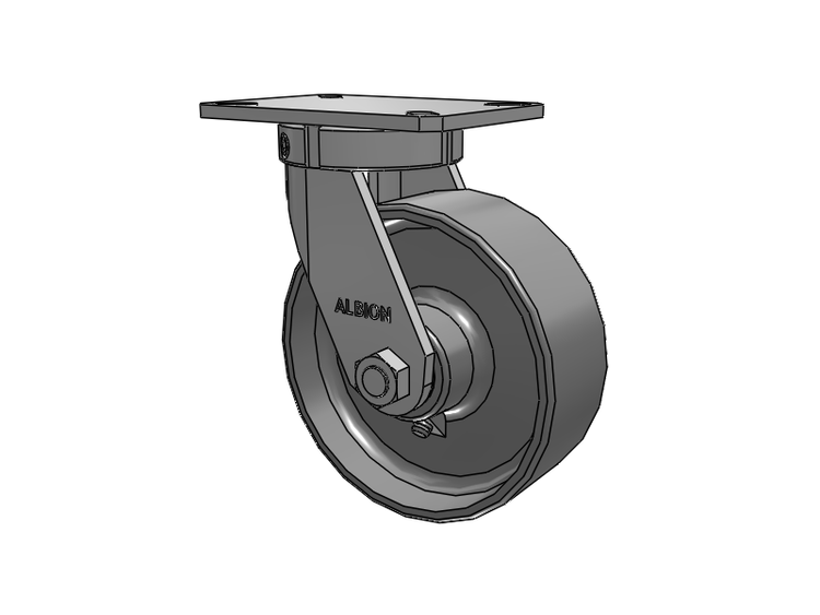 310 Series Top Plate Swivel Caster with 8 x 3 Clear Coat Enamel FS - Drop-Forged Steel Wheel