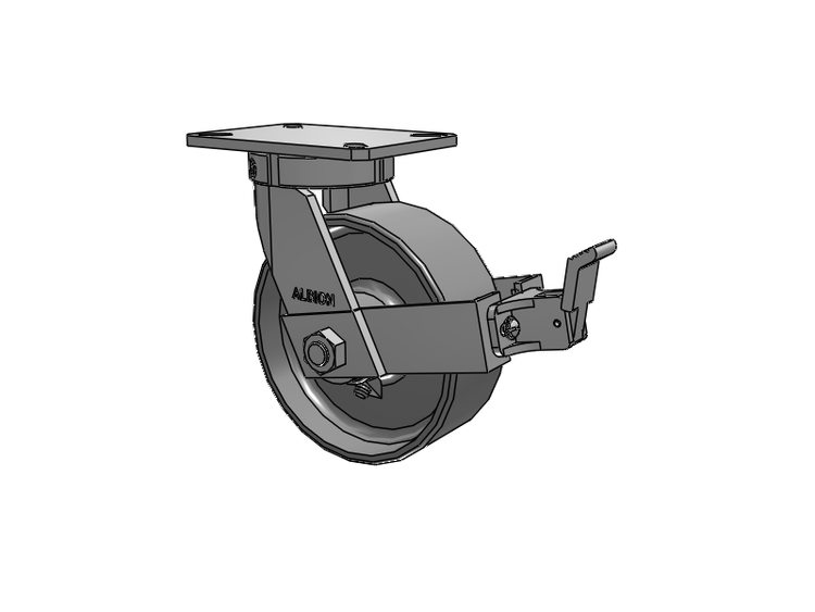 310 Series Top Plate Swivel Caster with 8 x 3 Clear Coat Enamel FS - Drop-Forged Steel Wheel and Face Brake