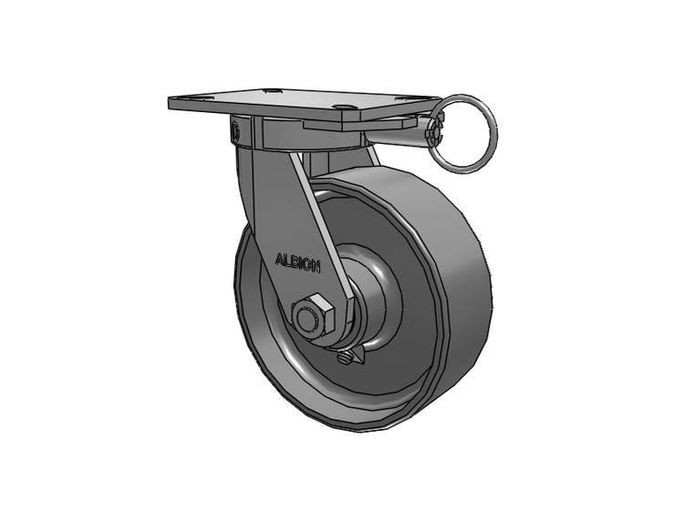 310 Series Top Plate Swivel Caster with 8 x 3 Clear Coat Enamel FS - Drop-Forged Steel Wheel