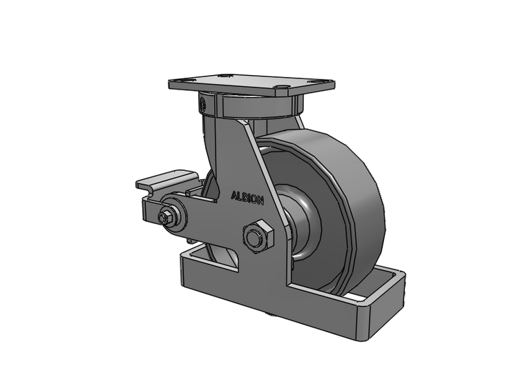 310 Series Top Plate Swivel Caster with 8 x 3 Clear Coat Enamel FS - Drop-Forged Steel Wheel and Poly Cam Brake