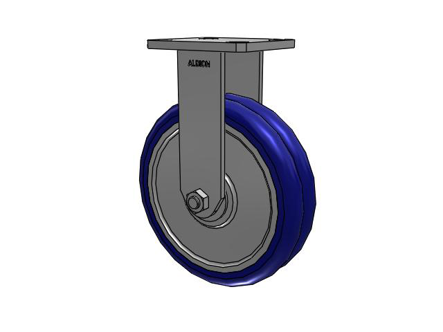 110 Series Kingpinless Top Plate Rigid Caster with 8 x 2 Blue Tread on Aluminum Core EY - Swivel-EAZ (Crown) Wheel