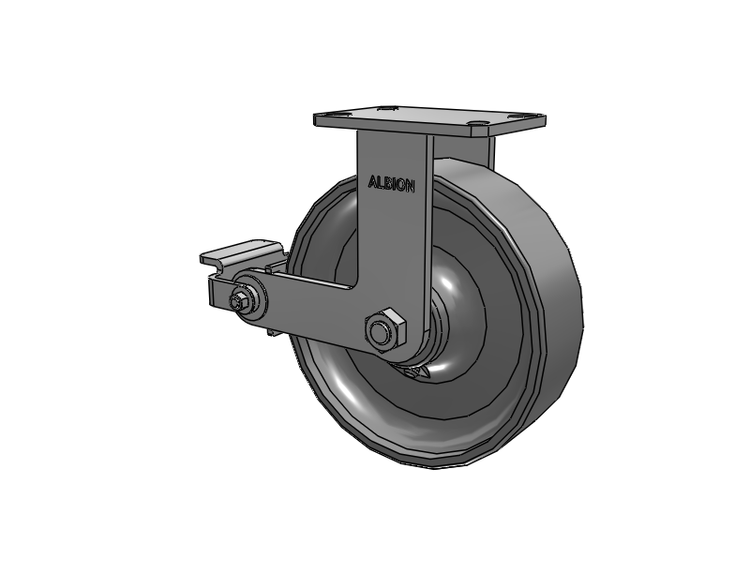 310 Series Top Plate Rigid Caster with 10 x 3 Clear Coat Enamel FS - Drop-Forged Steel Wheel and Poly Cam Brake
