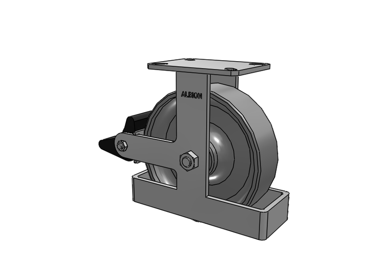 310 Series Top Plate Rigid Caster with 10 x 3 Clear Coat Enamel FS - Drop-Forged Steel Wheel and Poly Lock Integrated Brake