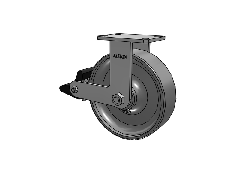 310 Series Top Plate Rigid Caster with 10 x 3 Clear Coat Enamel FS - Drop-Forged Steel Wheel and Poly Lock Integrated Brake