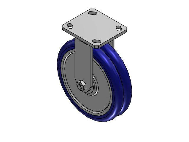 110 Series Kingpinless Top Plate Rigid Caster with 8 x 2 Blue Tread on Aluminum Core EY - Swivel-EAZ (Crown) Wheel
