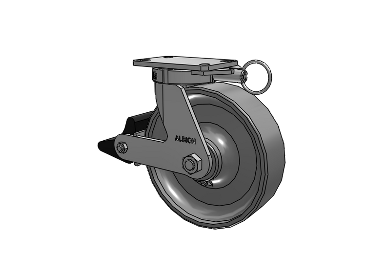 310 Series Top Plate Swivel Caster with 10 x 3 Clear Coat Enamel FS - Drop-Forged Steel Wheel and Poly Lock Integrated Brake