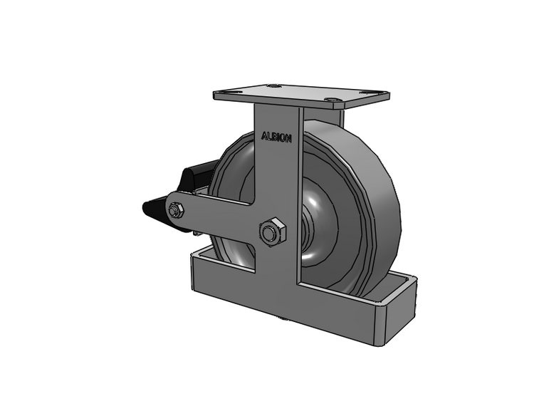 310 Series Top Plate Rigid Caster with 10 x 3 Clear Coat Enamel FS - Drop-Forged Steel Wheel and Poly Lock Integrated Brake