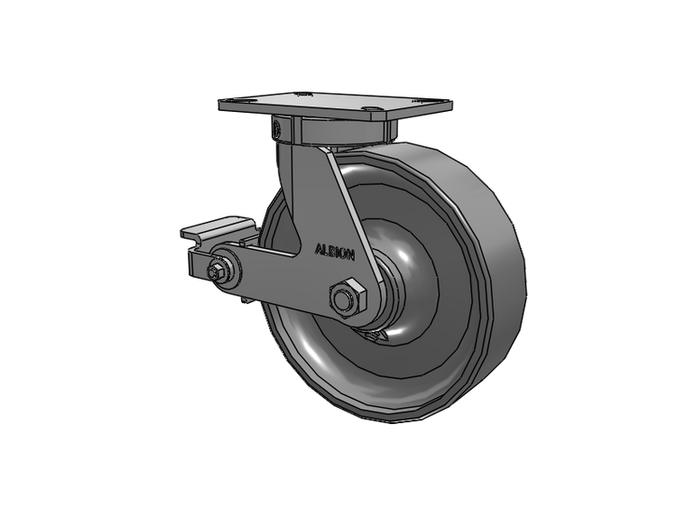 310 Series Top Plate Swivel Caster with 10 x 3 Clear Coat Enamel FS - Drop-Forged Steel Wheel and Poly Cam Brake