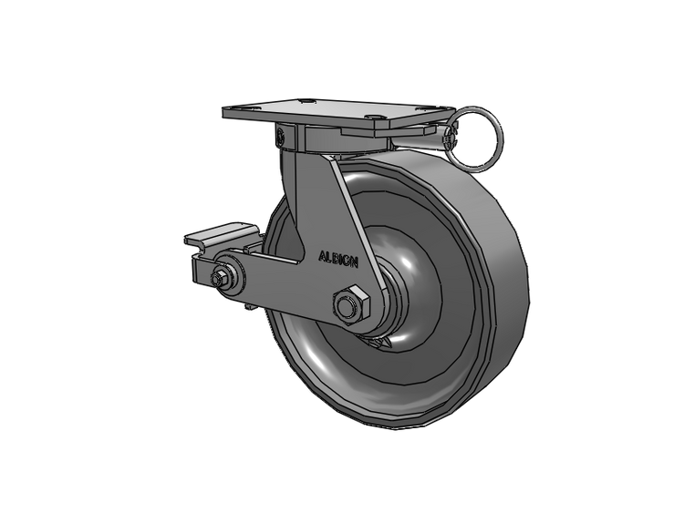 310 Series Top Plate Swivel Caster with 10 x 3 Clear Coat Enamel FS - Drop-Forged Steel Wheel and Poly Cam Brake