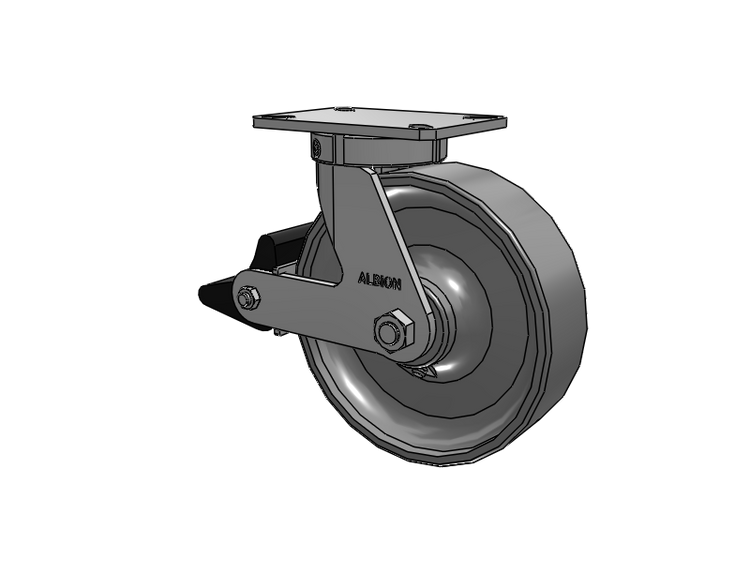 310 Series Top Plate Swivel Caster with 10 x 3 Clear Coat Enamel FS - Drop-Forged Steel Wheel and Poly Lock Integrated Brake