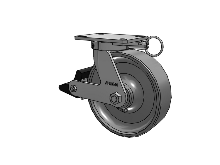 310 Series Top Plate Swivel Caster with 10 x 3 Clear Coat Enamel FS - Drop-Forged Steel Wheel and Poly Lock Integrated Brake