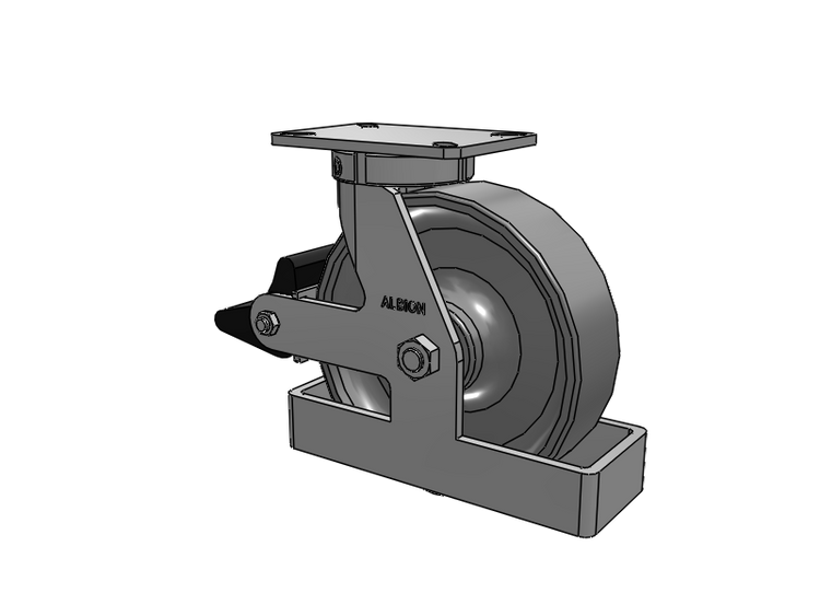 310 Series Top Plate Swivel Caster with 10 x 3 Clear Coat Enamel FS - Drop-Forged Steel Wheel and Poly Lock Integrated Brake