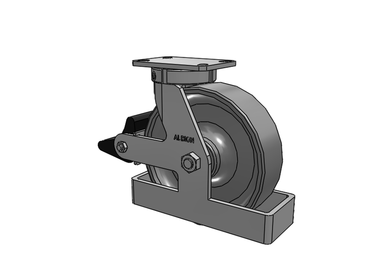 310 Series Top Plate Swivel Caster with 10 x 3 Clear Coat Enamel FS - Drop-Forged Steel Wheel and Poly Lock Integrated Brake
