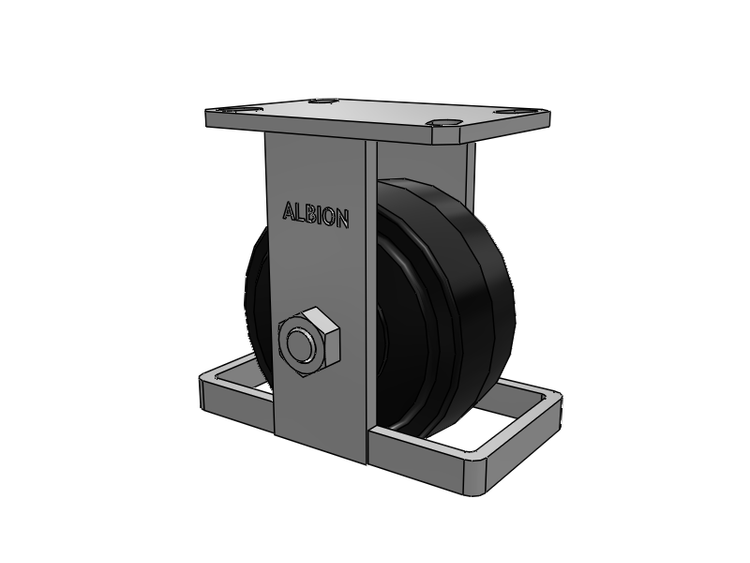 310 Series Top Plate Rigid Caster with 6 x 3 Black Tread on Black Enamel Core MR - Moldon Rubber (Cast Iron Core) Wheel