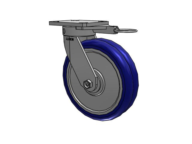 110 Series Kingpinless Top Plate Swivel Caster with 8 x 2 Blue Tread on Aluminum Core EY - Swivel-EAZ (Crown) Wheel