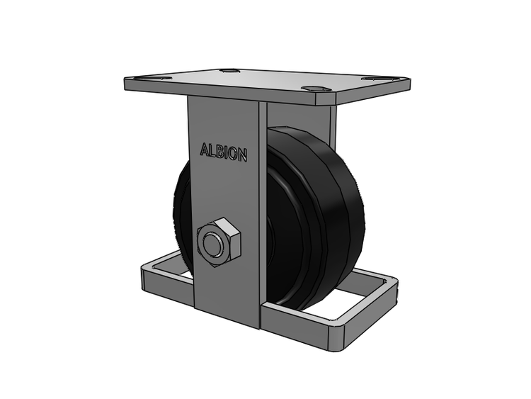 310 Series Top Plate Rigid Caster with 6 x 3 Black Tread on Black Enamel Core MR - Moldon Rubber (Cast Iron Core) Wheel