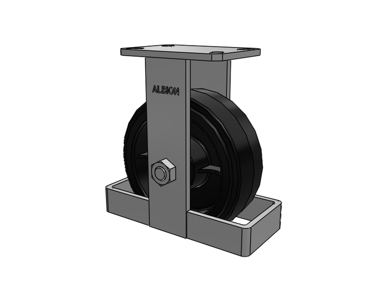 310 Series Top Plate Rigid Caster with 8 x 3 Black Tread on Black Enamel Core MR - Moldon Rubber (Cast Iron Core) Wheel