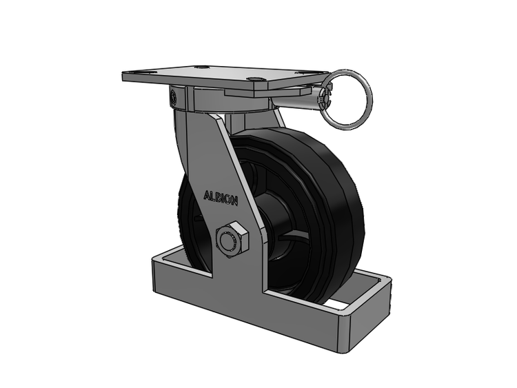 310 Series Top Plate Swivel Caster with 8 x 3 Black Tread on Black Enamel Core MR - Moldon Rubber (Cast Iron Core) Wheel